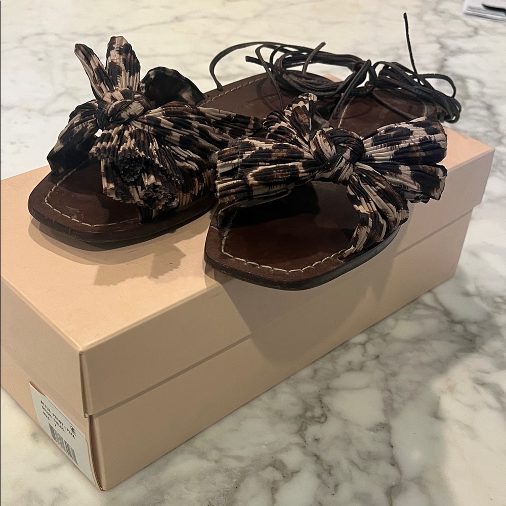 Loeffler Randall Brown and Black Knot Lace-Up Sandals